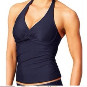 Athleta Tara Halter Tankini Top Blue 34 B/C